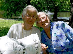 Friends on an outing, a popular memory care activity for ambulatory residents