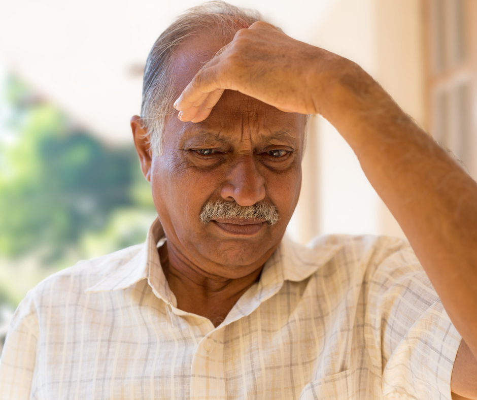 Worried man - is it a senior moment or warning signs of Alzheimer's?