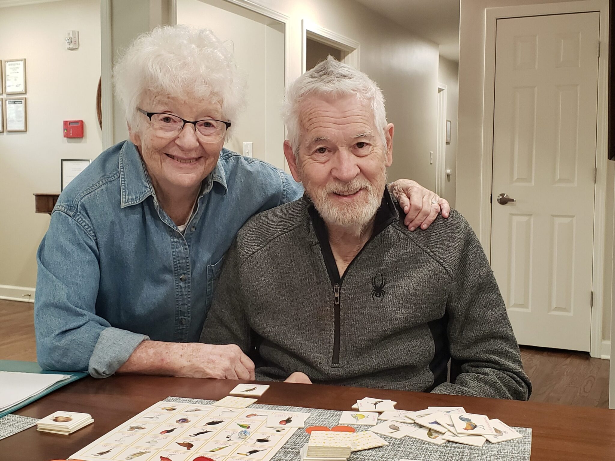Two residents enjoying bird bingo